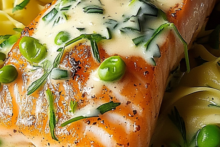 Lachs Frühlingszwiebel-Sahne-Sauce