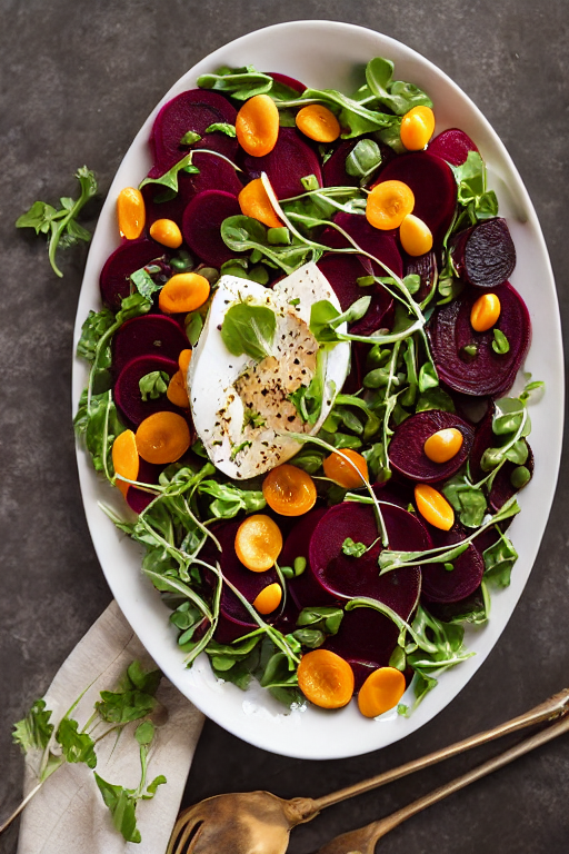 Beet Burrata Salad Recipe final dish beautifully presented and ready to serve