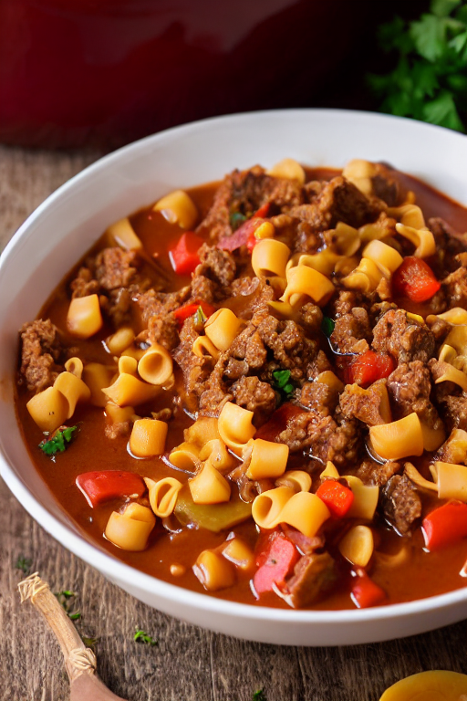 Easy Goulash Recipe ingredients organized and measured on kitchen counter