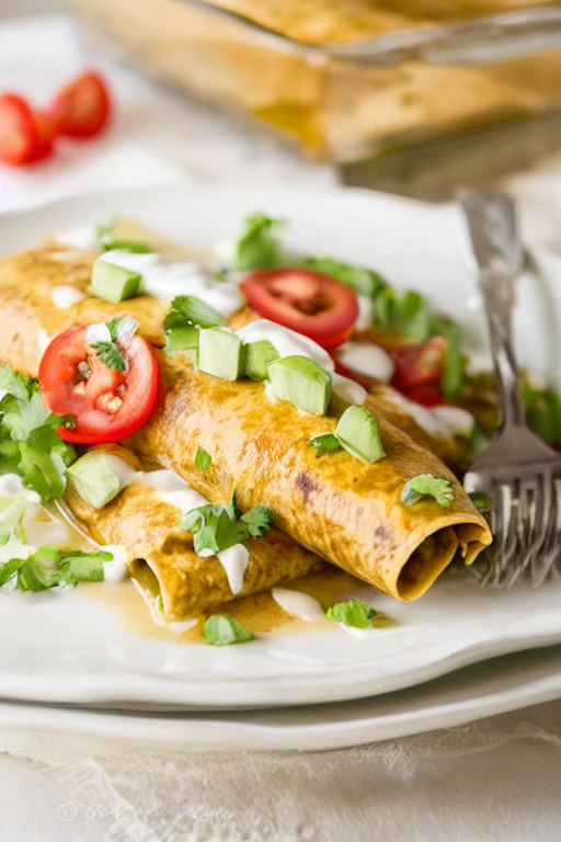 Green Chicken Enchiladas slice on plate showing perfect texture and swirl pattern
