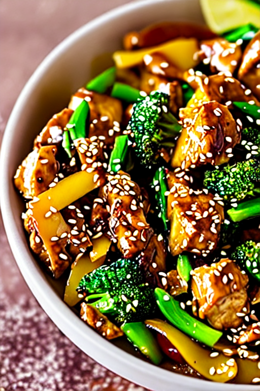 Honey Sesame Chicken Stir Fry slice on plate showing perfect texture and swirl pattern