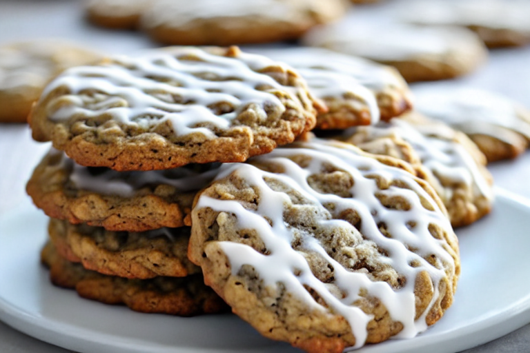 Iced Oatmeal Cookies ingredients organized and measured on kitchen counter