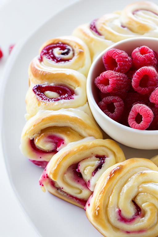Lemon Raspberry Danish Rolls slice on plate showing perfect texture and swirl pattern