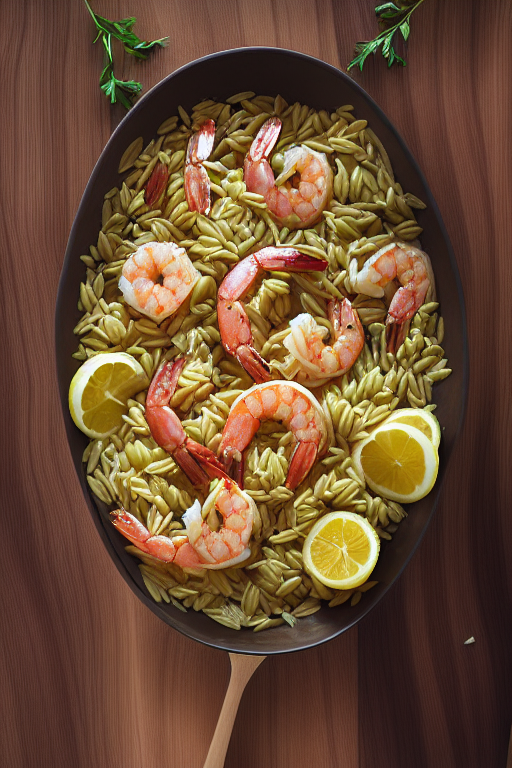 Lemon Shrimp Orzo final dish beautifully presented and ready to serve