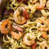 Pesto Shrimp Mushroom Pasta