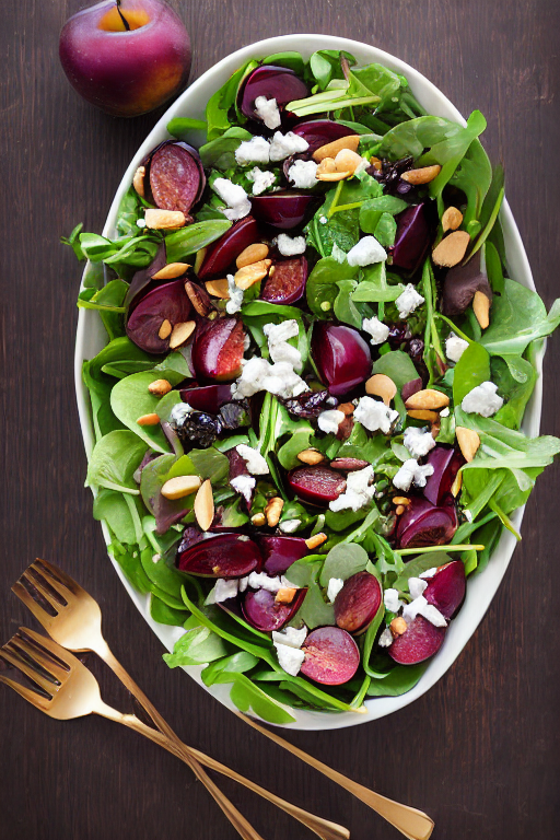 Plum Spinach Salad final dish beautifully presented and ready to serve