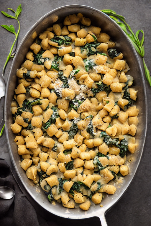 Spinach Mushroom Gnocchi final dish beautifully presented and ready to serve