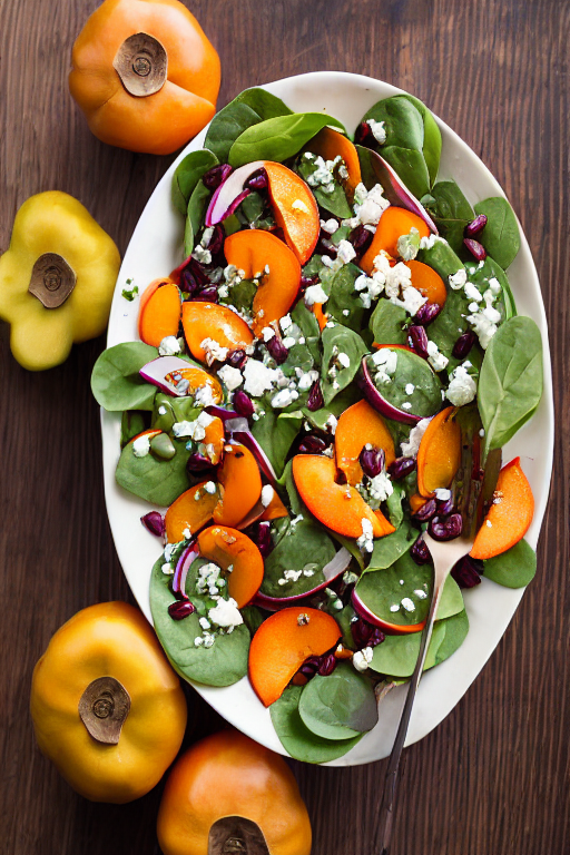 Spinach Persimmon Salad Tips final dish beautifully presented and ready to serve