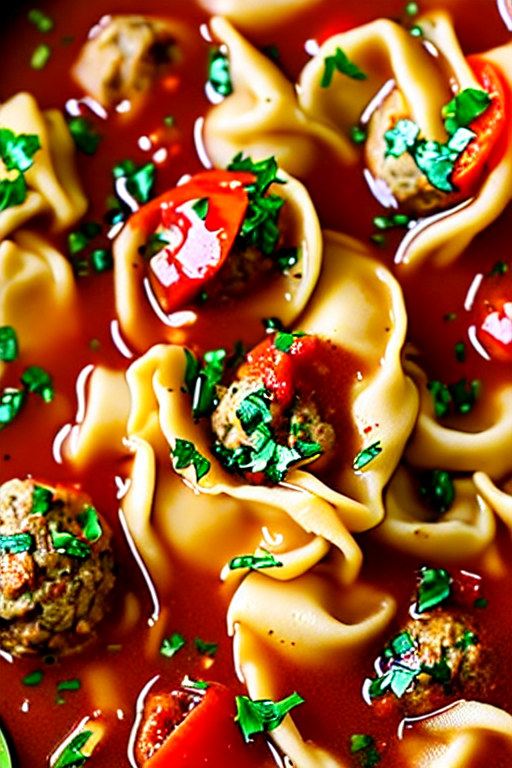 Tortellini Meatball Soup Benefits final dish beautifully presented and ready to serve
