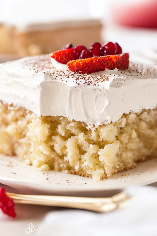 Tres Leches Cake Recipe final dish beautifully presented and ready to serve
