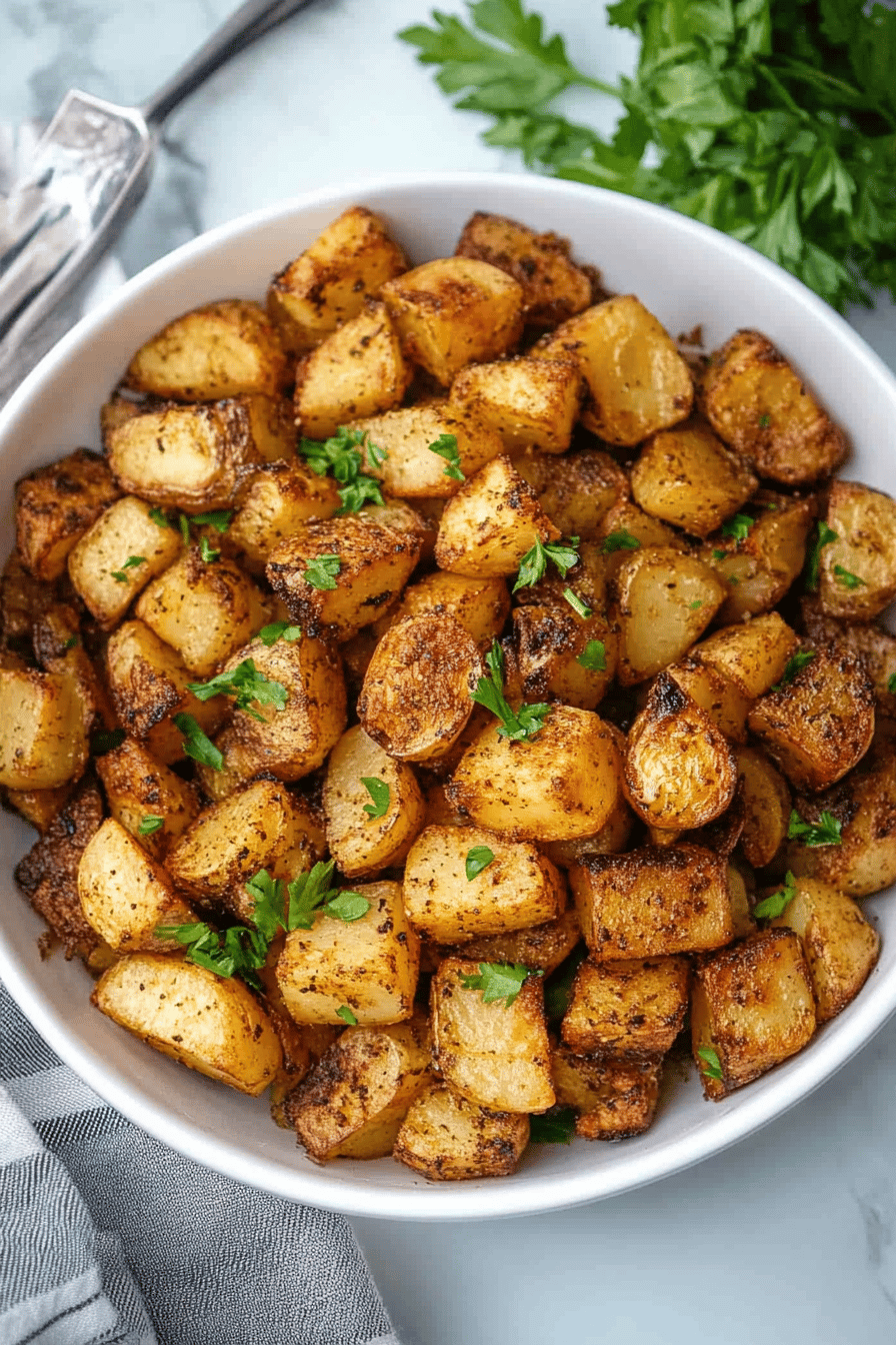 Air Fryer Potatoes ingredients organized and measured on kitchen counter