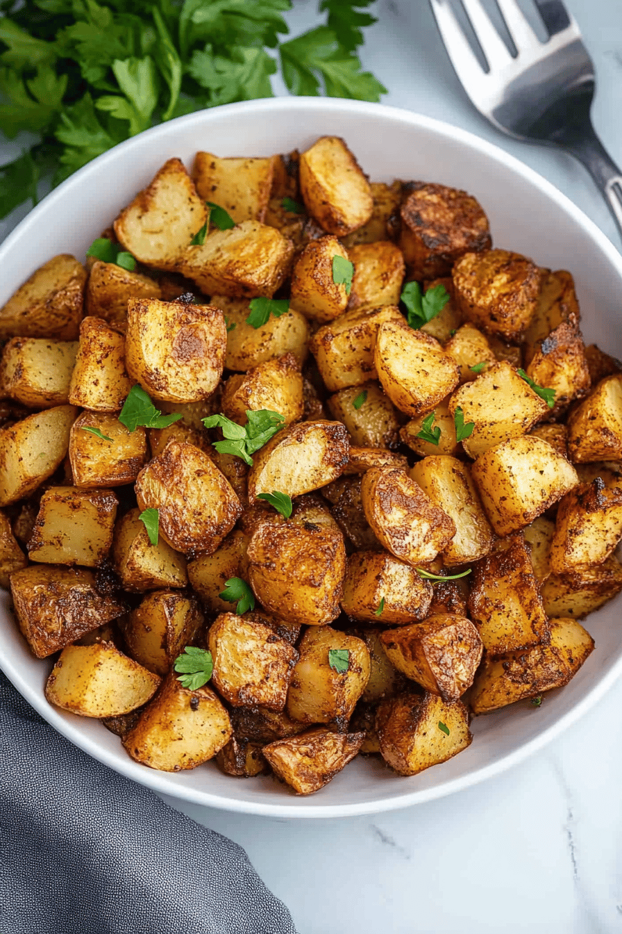 Air Fryer Potatoes slice on plate showing perfect texture and swirl pattern