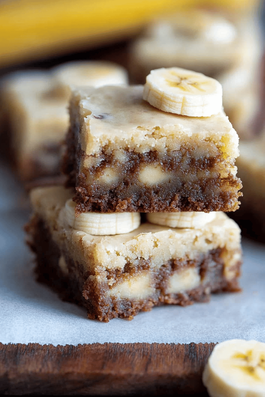 Banana bread brownies ingredients organized and measured on kitchen counter
