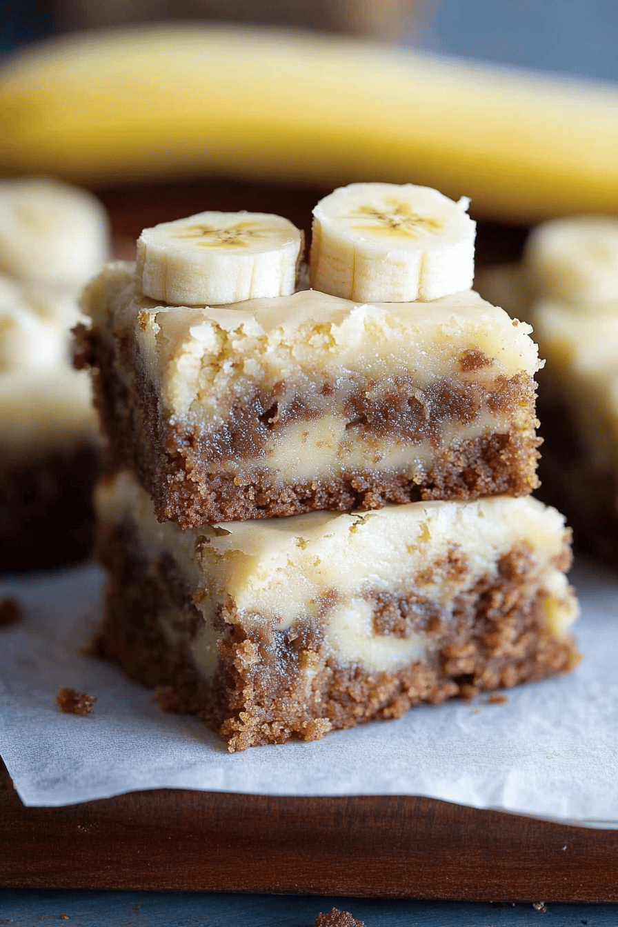 Banana bread brownies slice on plate showing perfect texture and swirl pattern