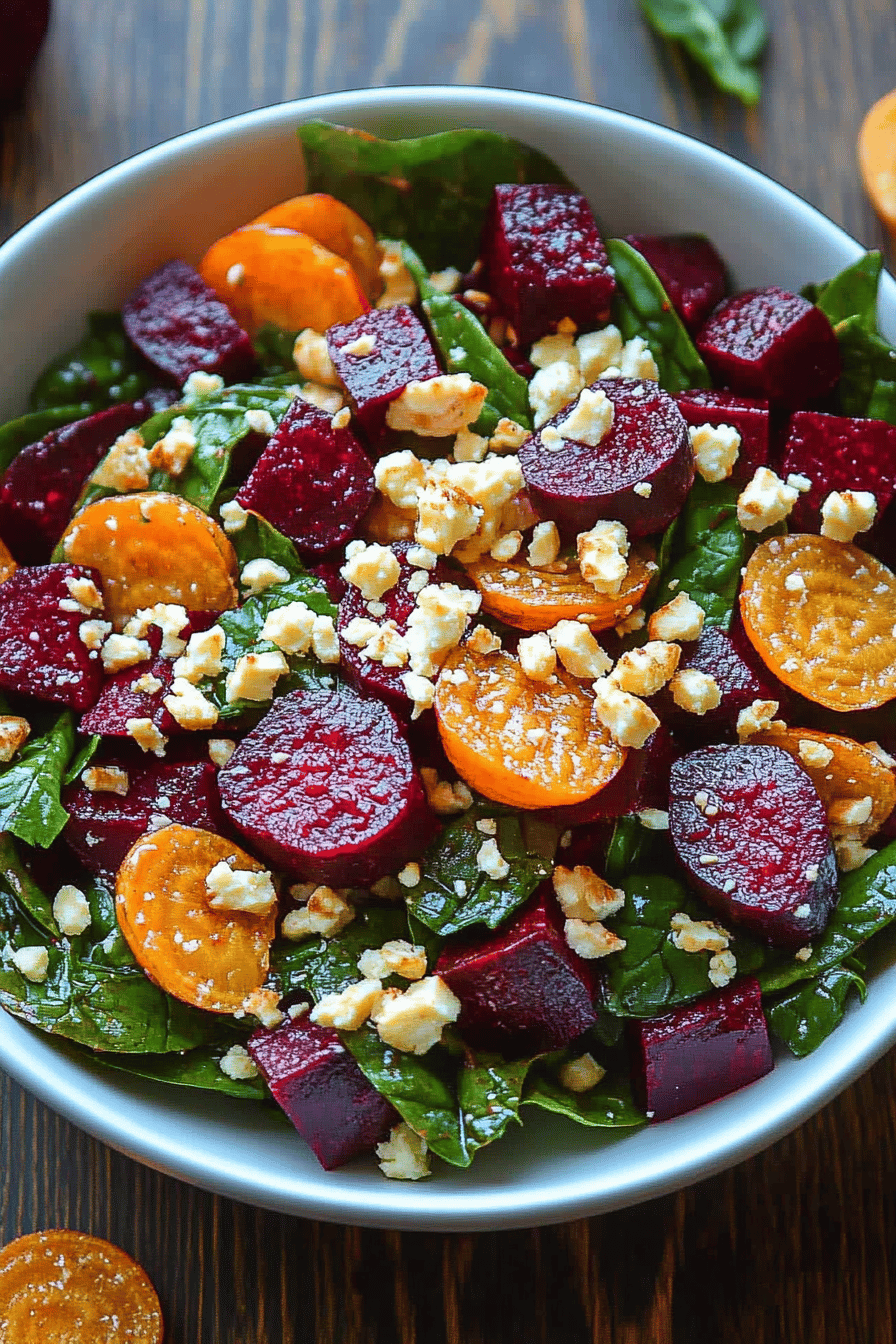 Beet Salad Recipe slice on plate showing perfect texture and swirl pattern