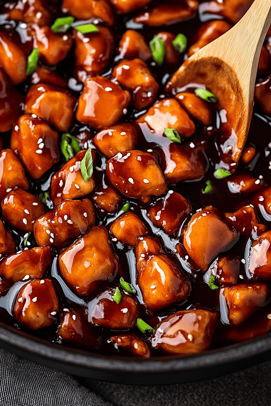 Bourbon chicken ingredients organized and measured on kitchen counter