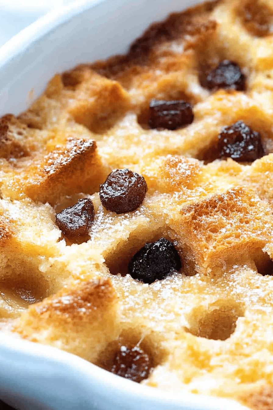 Bread pudding recipe slice on plate showing perfect texture and swirl pattern