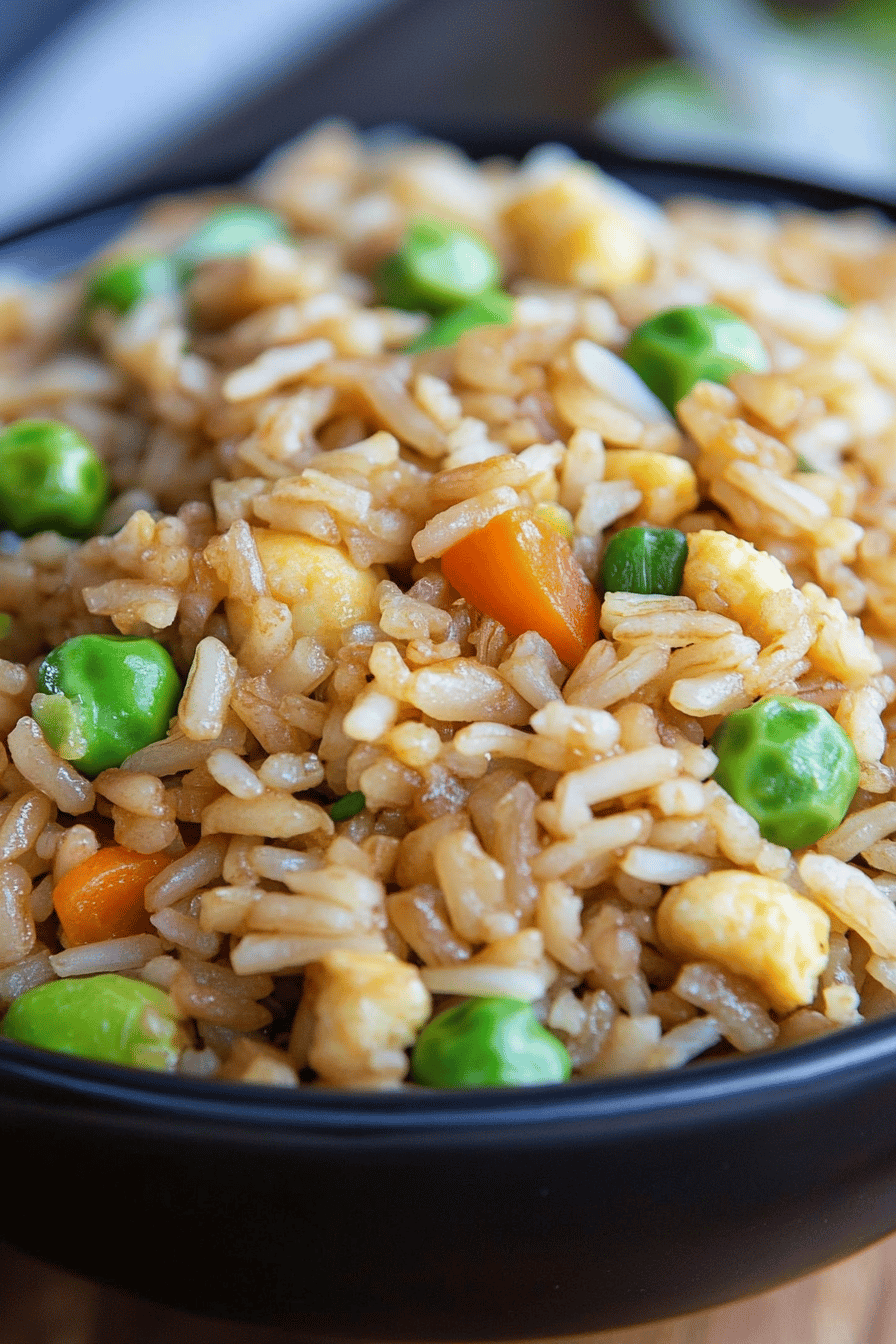 Brown Fried Rice slice on plate showing perfect texture and swirl pattern