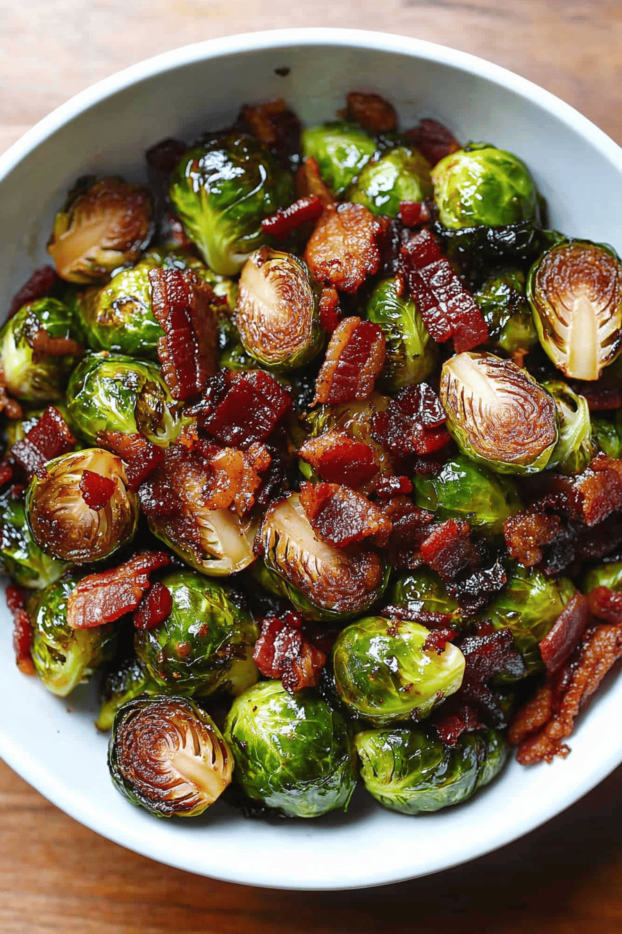 Brussels Sprouts and Bacon Recipe slice on plate showing perfect texture and swirl pattern