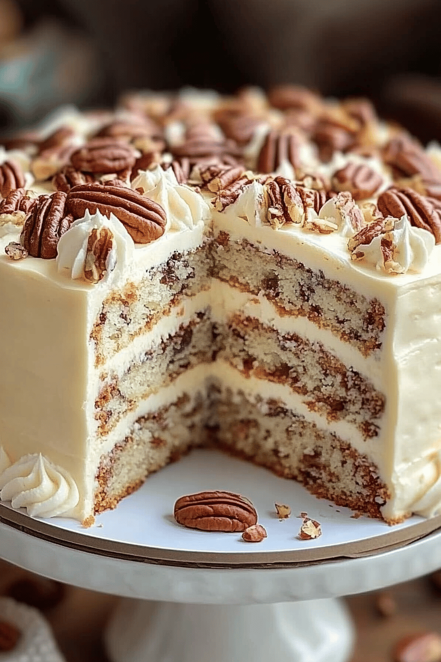 Butter Pecan Cake slice on plate showing perfect texture and swirl pattern