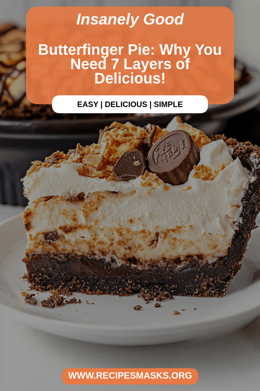 Butterfinger pie final dish beautifully presented and ready to serve