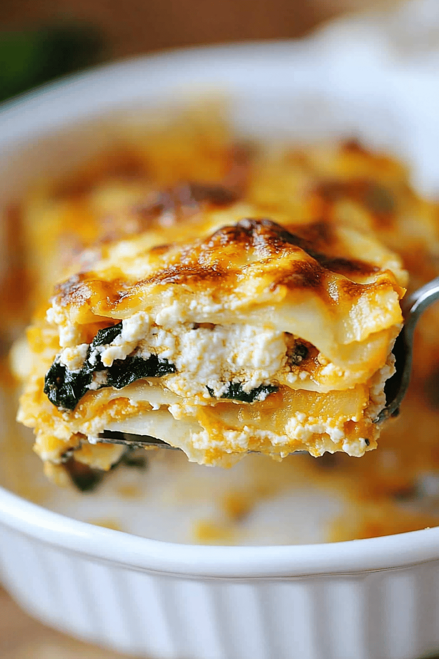 Butternut Squash Lasagna slice on plate showing perfect texture and swirl pattern