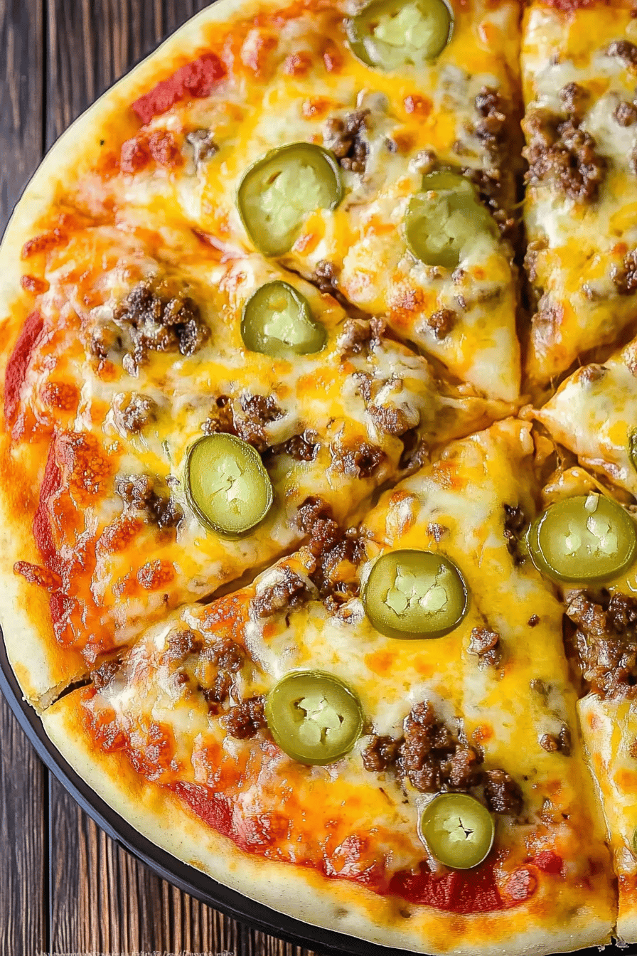Cheeseburger Pizza Recipe ingredients organized and measured on kitchen counter