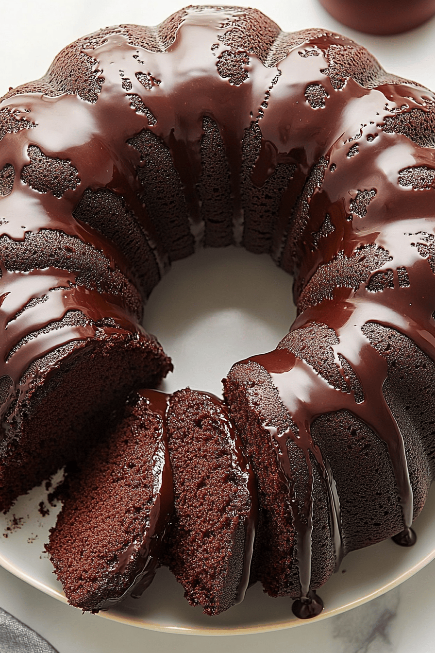 Chocolate Bundt Cake ingredients organized and measured on kitchen counter