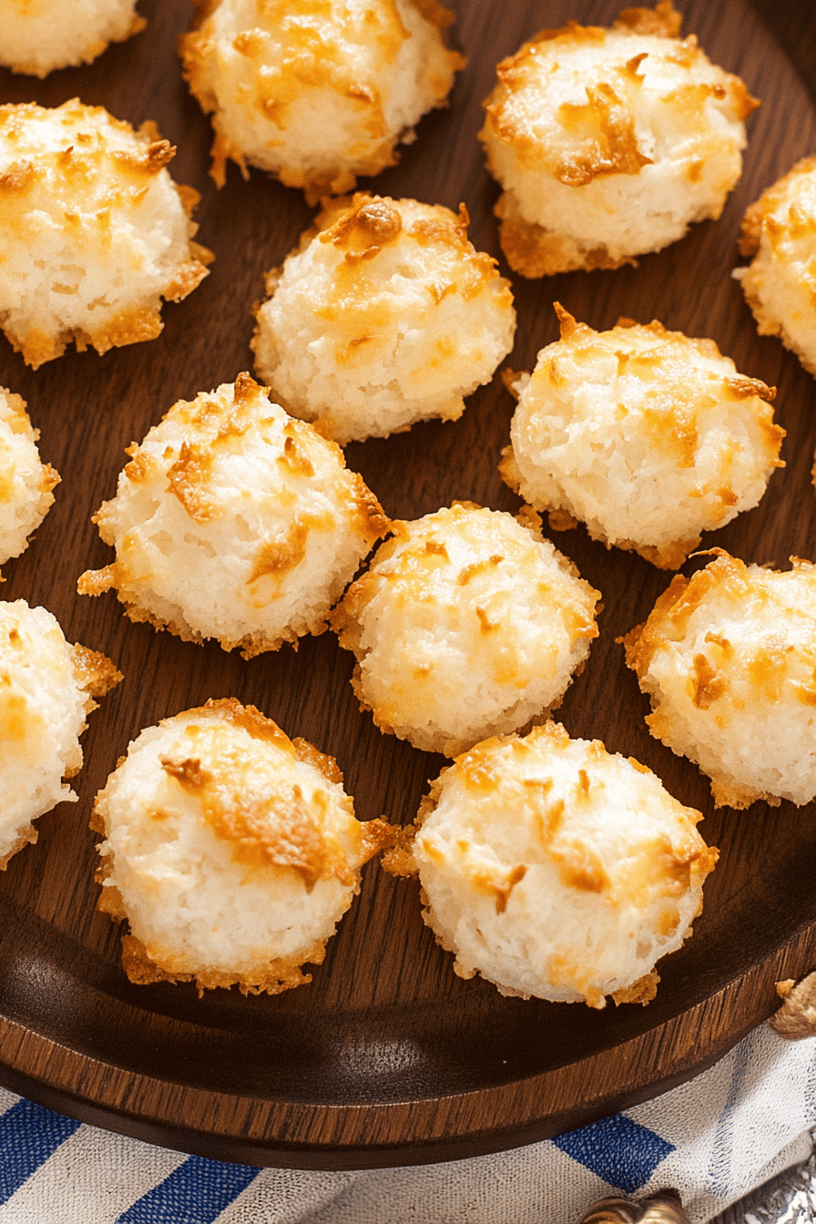 Coconut macaroons slice on plate showing perfect texture and swirl pattern