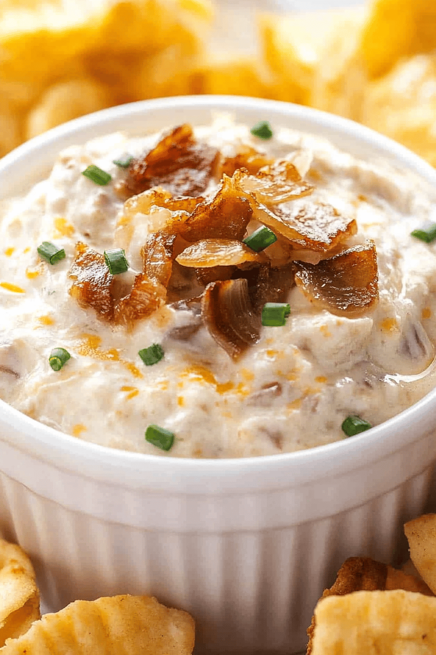 French onion dip ingredients organized and measured on kitchen counter