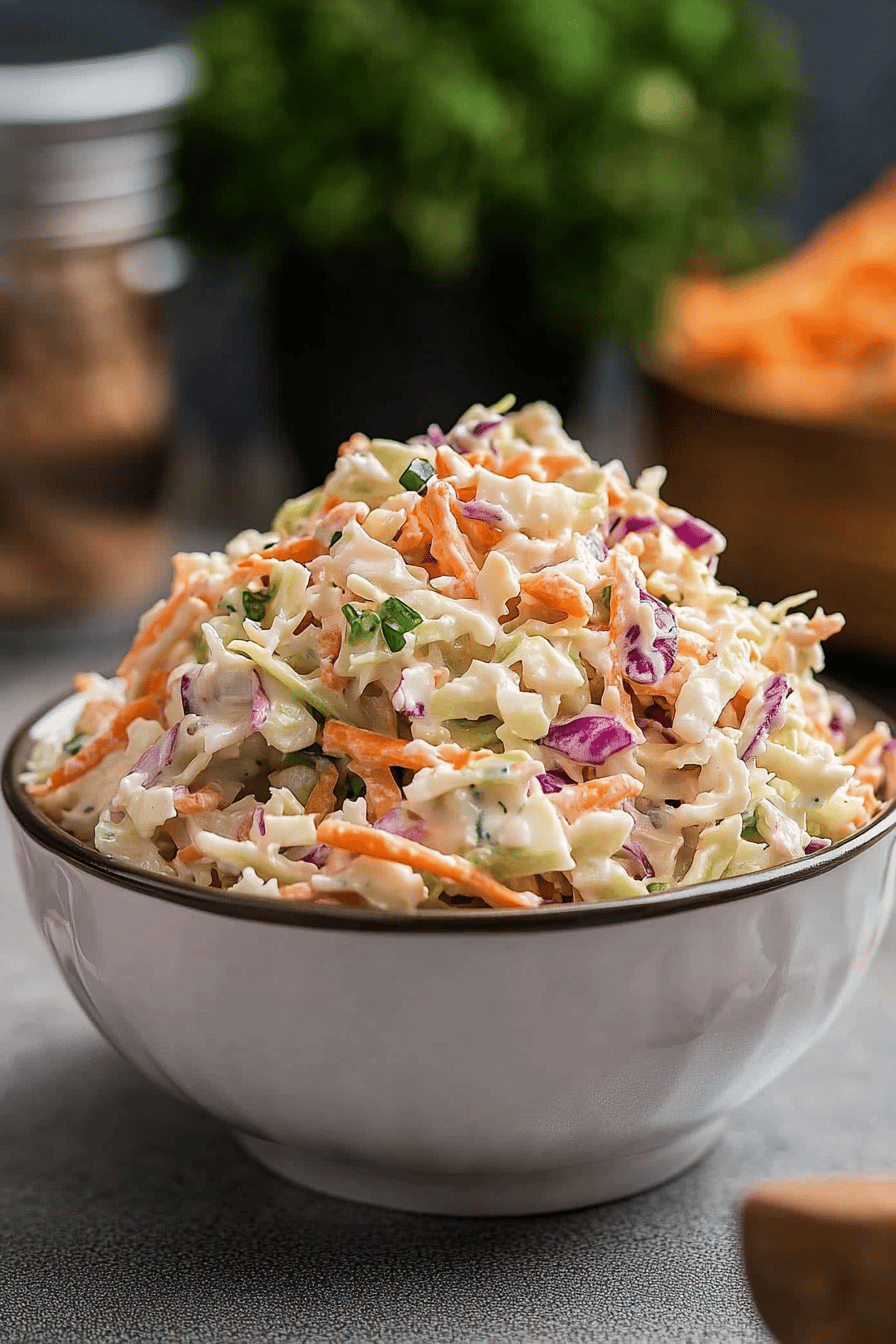 KFC coleslaw recipe slice on plate showing perfect texture and swirl pattern