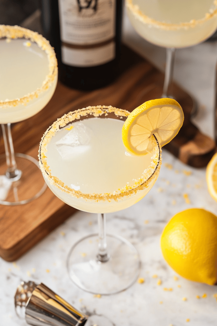Lemon Drop Cocktail slice on plate showing perfect texture and swirl pattern