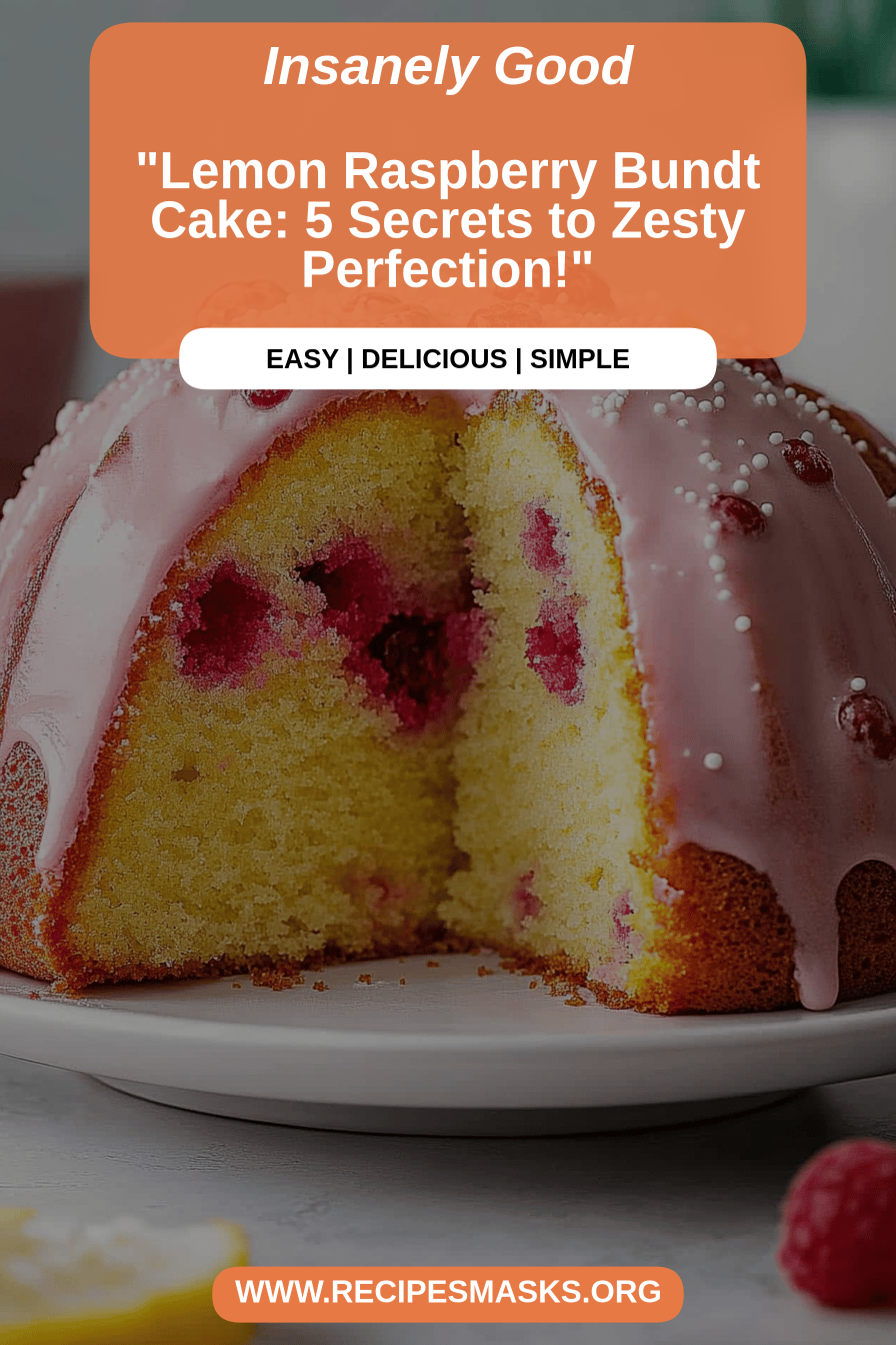 Lemon Raspberry Bundt Cake final dish beautifully presented and ready to serve