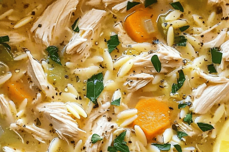 Lemon chicken orzo soup
