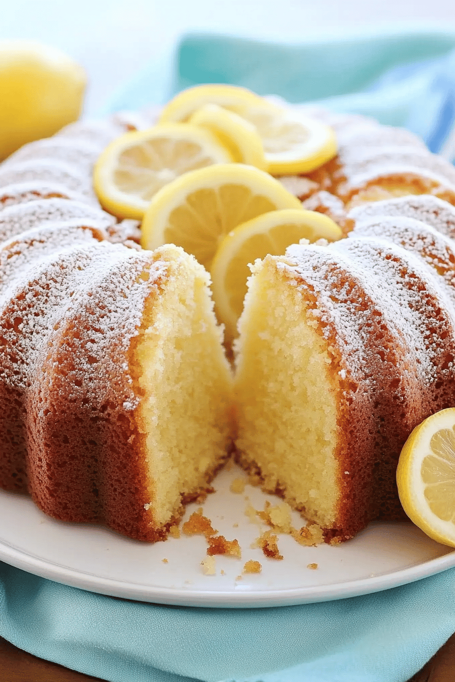Lemon pound cake ingredients organized and measured on kitchen counter
