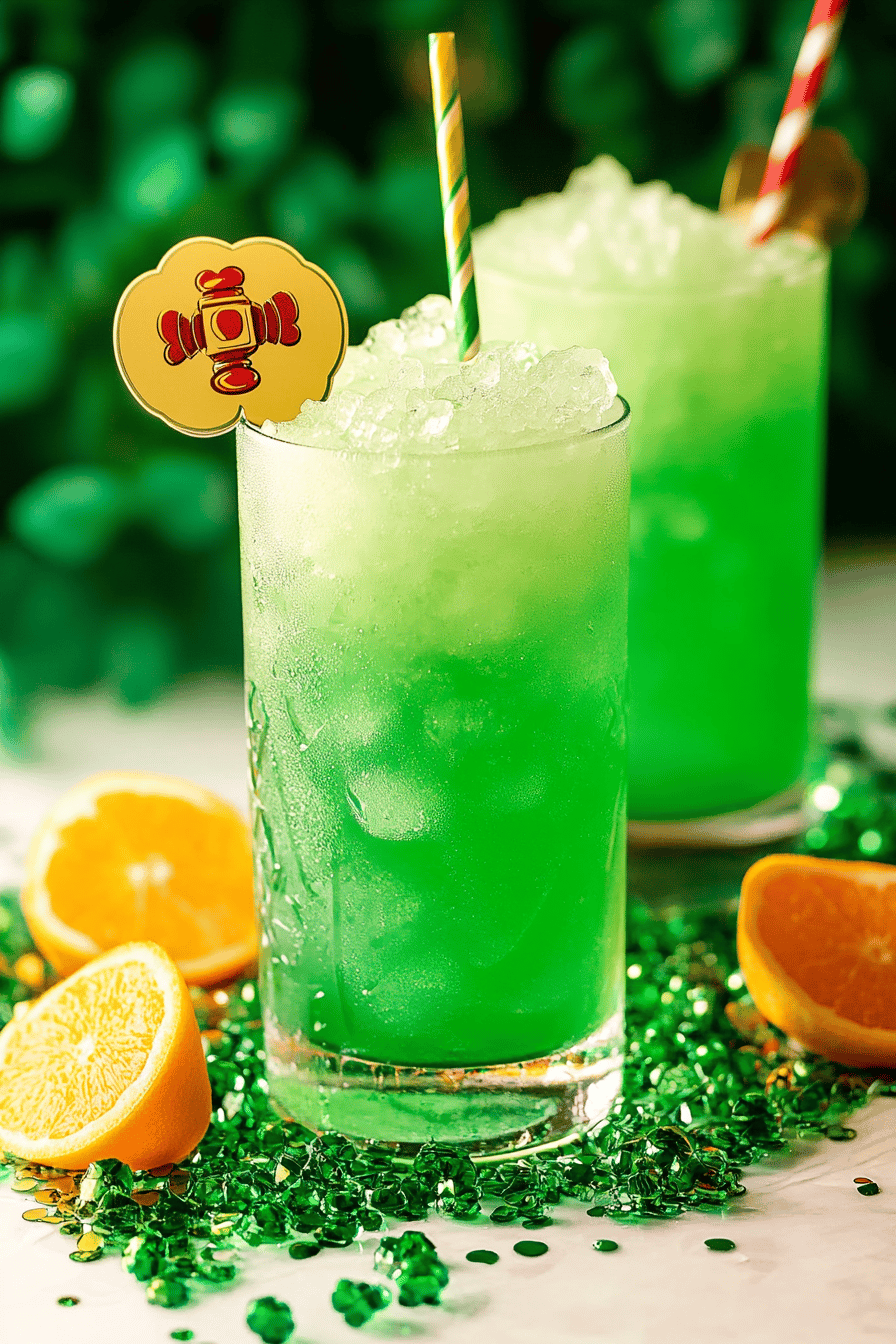 Leprechaun drink slice on plate showing perfect texture and swirl pattern