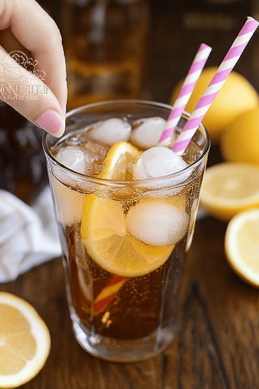 Long Island Iced Tea ingredients organized and measured on kitchen counter