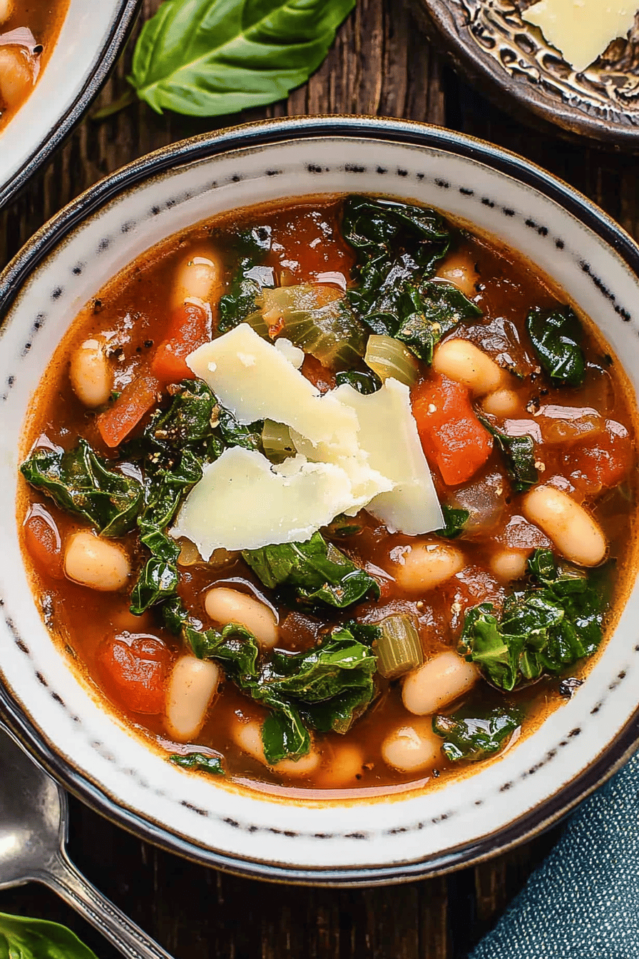 Minestrone Soup Recipe ingredients organized and measured on kitchen counter