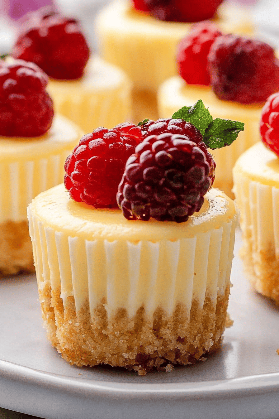 Mini Cheesecakes Recipe slice on plate showing perfect texture and swirl pattern