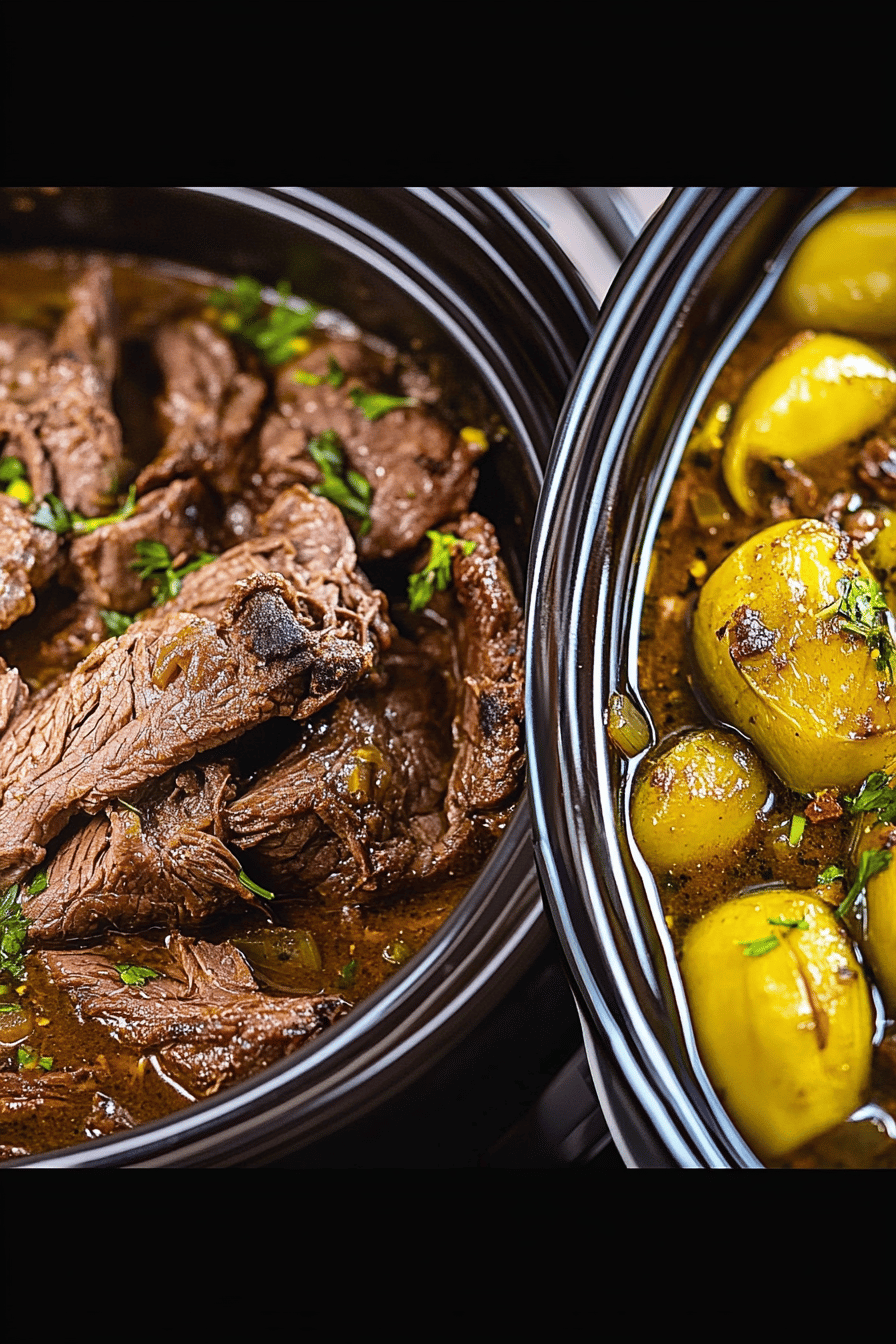 Mississippi pot roast slice on plate showing perfect texture and swirl pattern