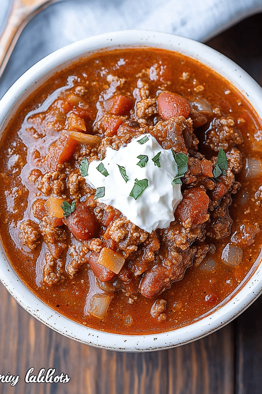 Paleo chili slice on plate showing perfect texture and swirl pattern