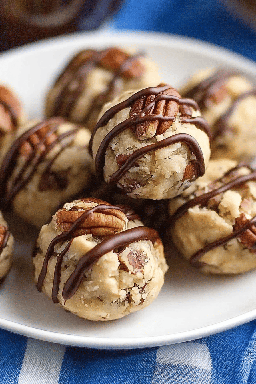 Pecan Balls slice on plate showing perfect texture and swirl pattern