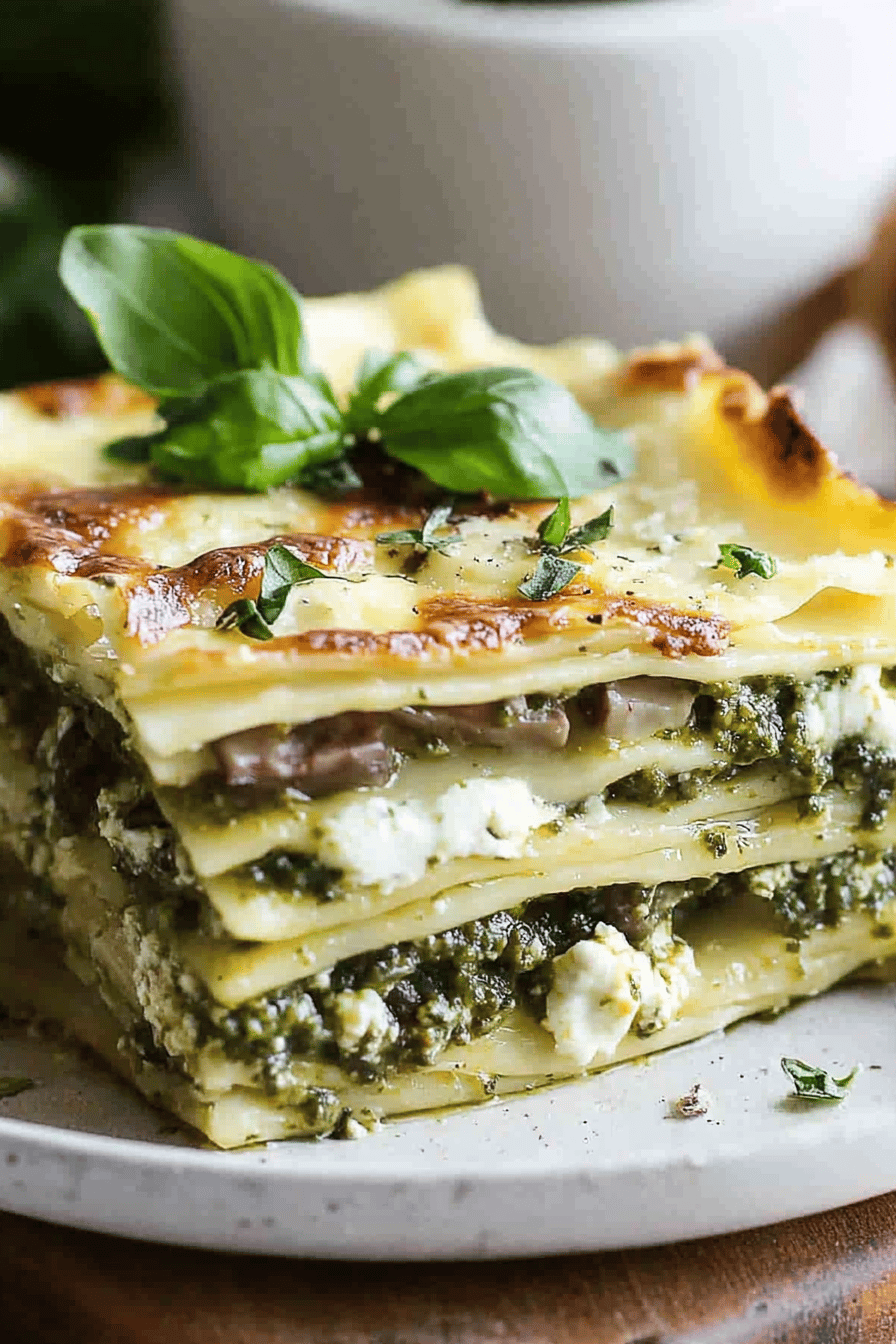 Pesto Lasagna ingredients organized and measured on kitchen counter