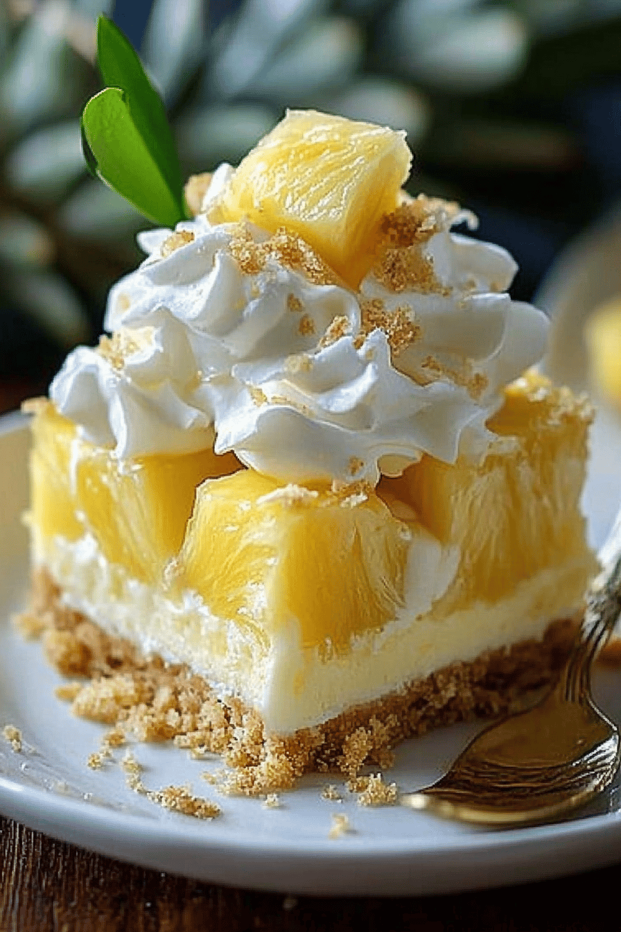 Pineapple dessert slice on plate showing perfect texture and swirl pattern