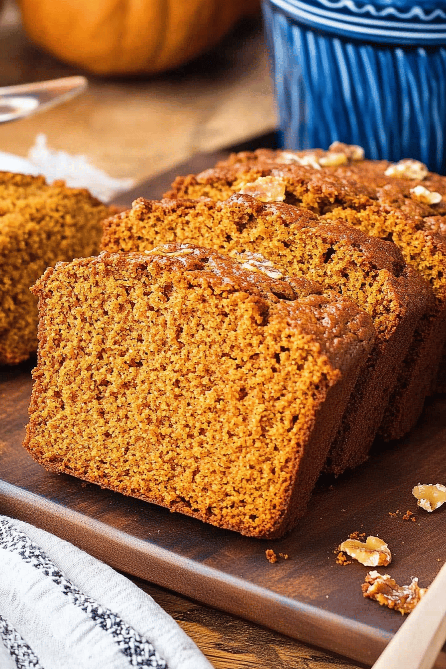 Pumpkin bread recipe ingredients organized and measured on kitchen counter
