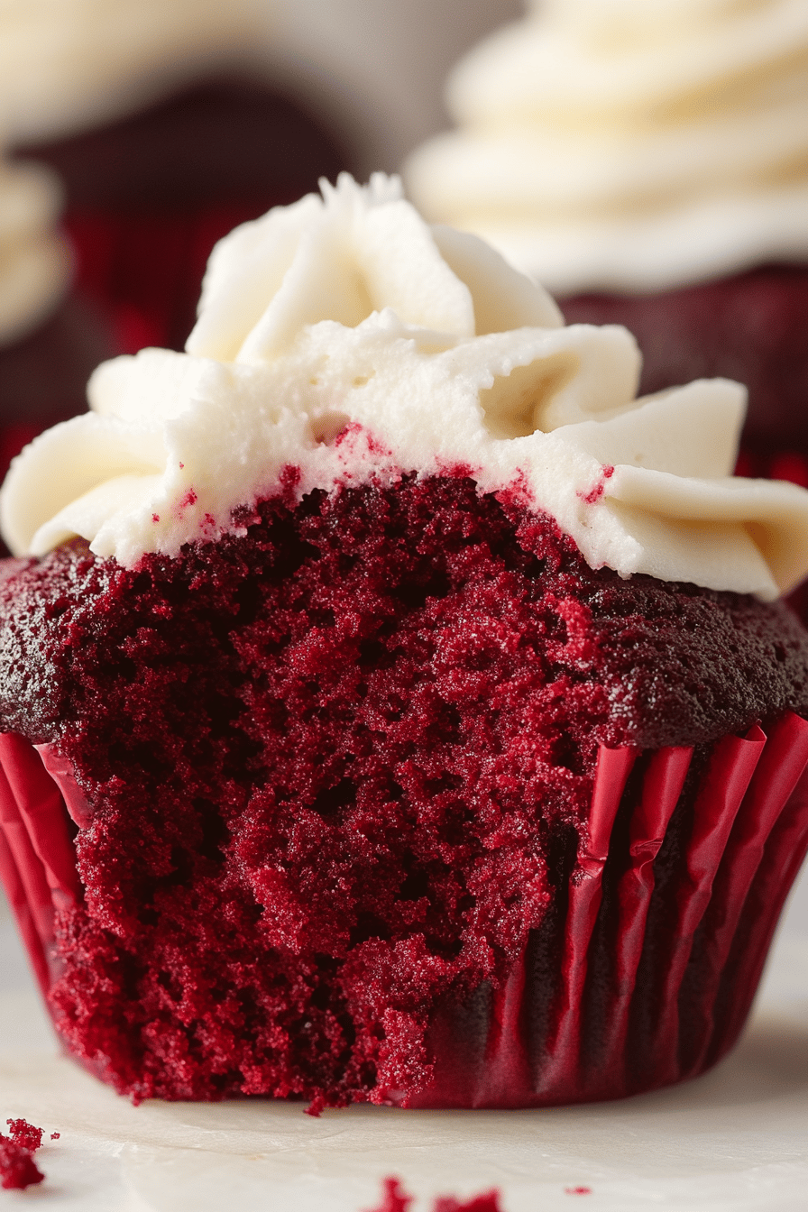 Red Velvet Cupcakes ingredients organized and measured on kitchen counter