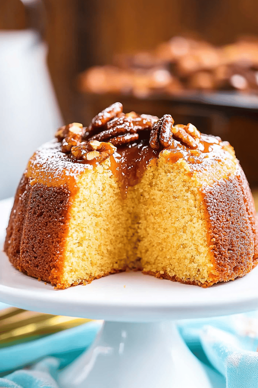 Rum cake ingredients organized and measured on kitchen counter