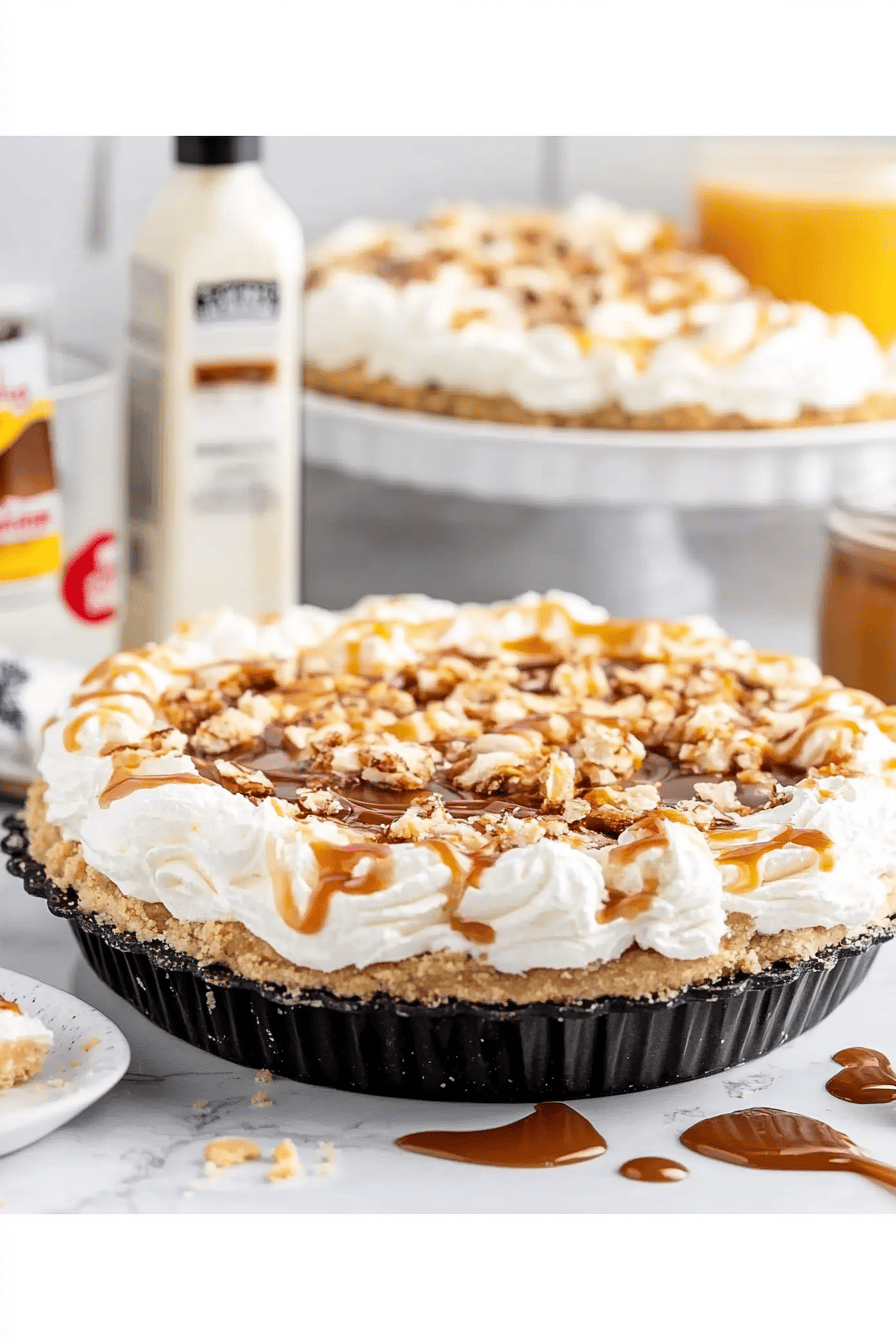 Salted Caramel Pie ingredients organized and measured on kitchen counter