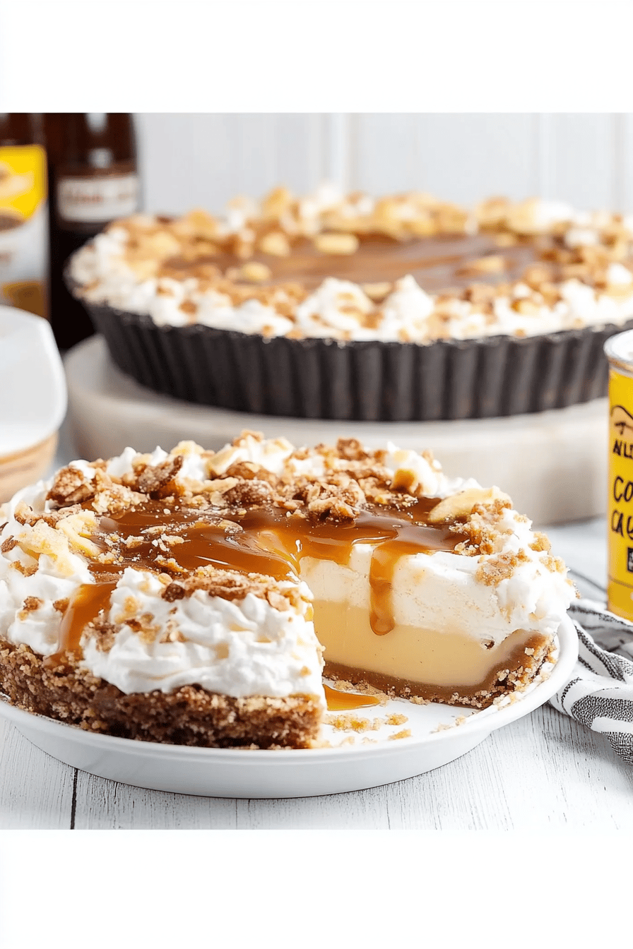 Salted Caramel Pie ingredients organized and measured on kitchen counter