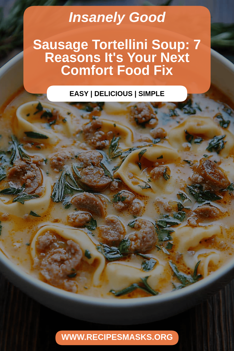 Sausage Tortellini Soup final dish beautifully presented and ready to serve